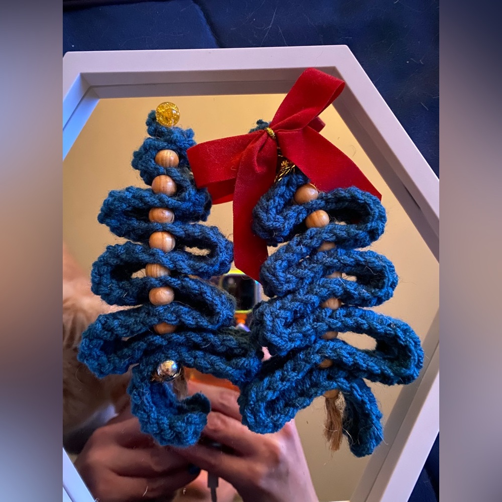 Handcrafted Blue Crochet Christmas Tree Ornaments